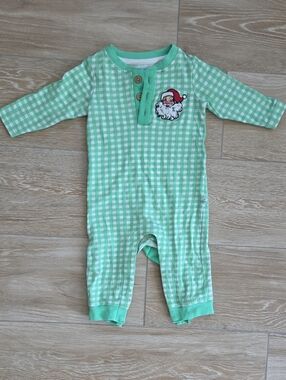 Baby Rugged Butts Gingham One-Piece Bodysuit with Santa 3-6M